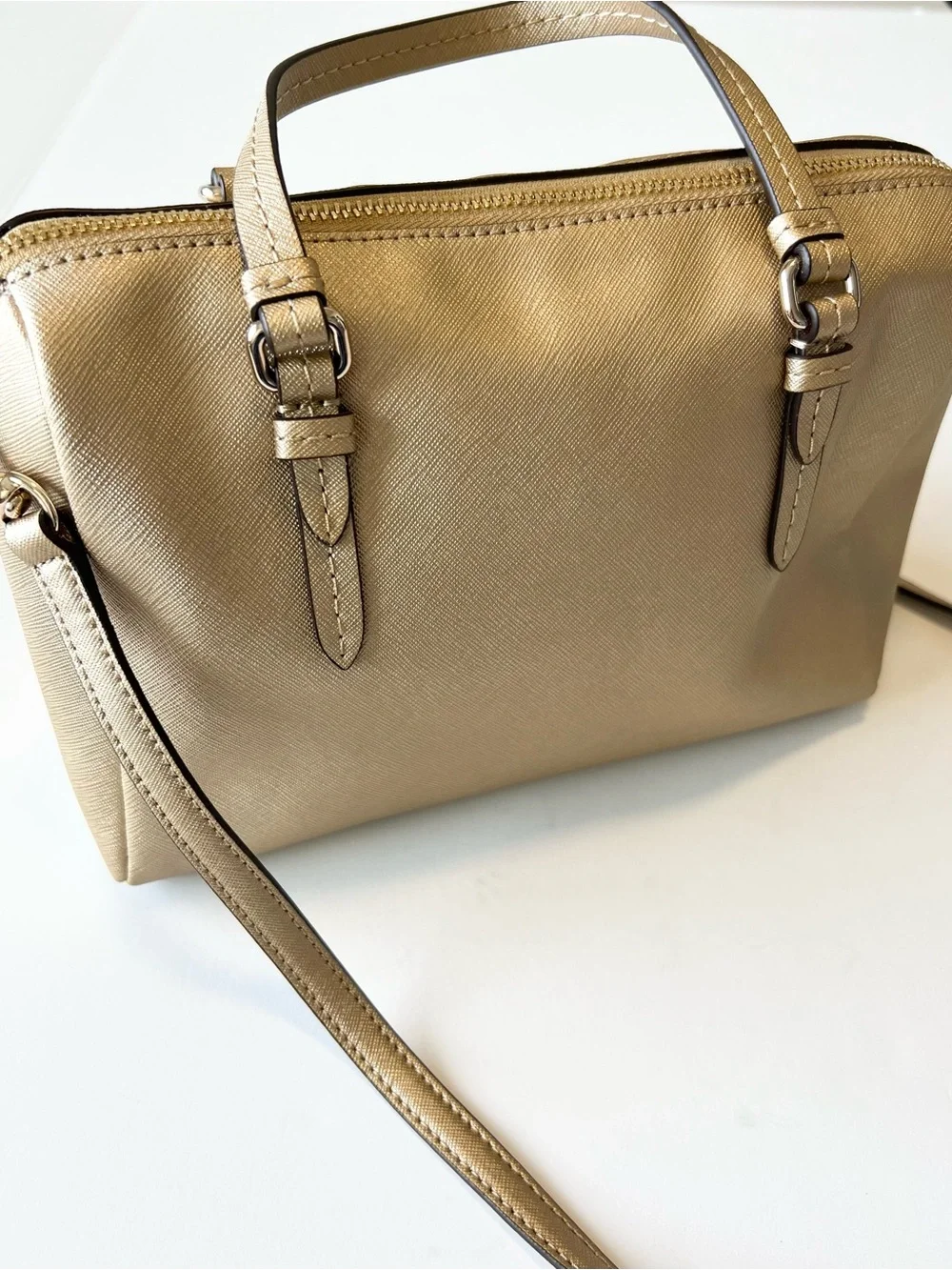 Coach gold leather crossbody bag NWOT Neutral Small purse Luxury bag Duffel